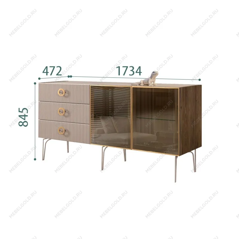 Комод 1.6м Bogemia Woodline Fi (Мокка) (Lakobel/Золото) БМКМ-4[5]