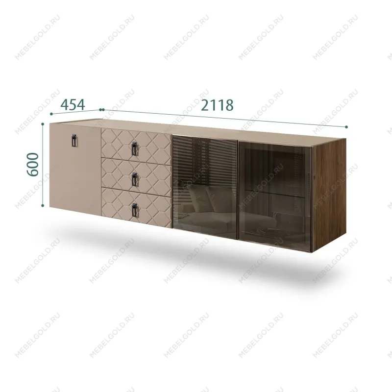 Комод 2.1м Bogemia Woodline Fly Fa (Мокка) (Novabuk/Черный) БМКМ-5[5][10]