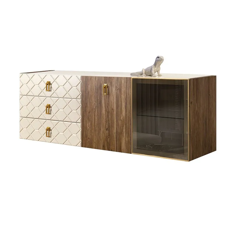 Комод 1.6м Bogemia Woodline Fly Wood Fa (Слоновая кость) (Lakobel/Золото) БМКМ-4[5][10]