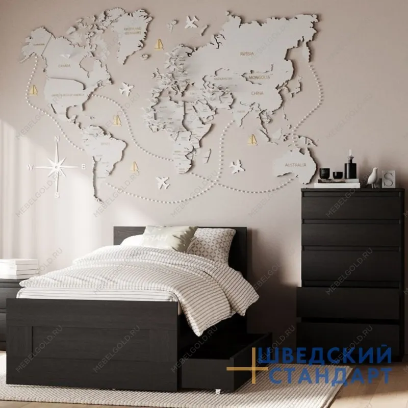 Ящик выкатной для кроватей СИРИУС, 60х60х20 см, черно-коричневый, дуб венге | изображение 5