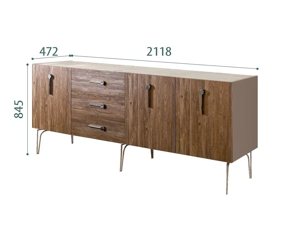 Комод 2.1м Bogemia Wood Wo (Мокка) (Novabuk/Хром) БМКМ-5(Wo)