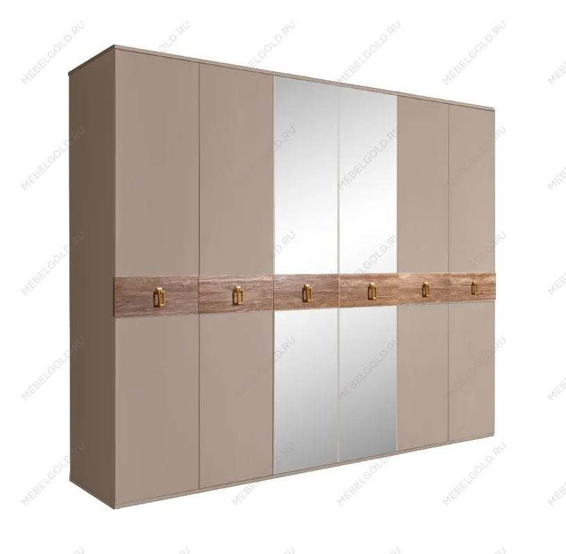 Шкаф 6-ти дв. с зеркалами Bogemia Wood Fa (Мокка/Золото) БМШ1/6(Wo)
