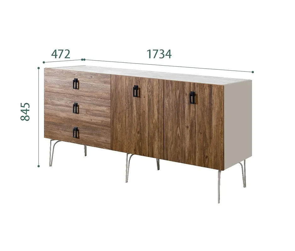 Комод 1.6м Bogemia Wood Fa (Шелк) (Novabuk/Черный) БМКМ-4(Wo)