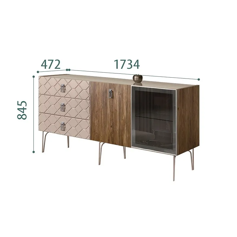 Комод 1.6м Bogemia Woodline Wood Fa (Мокка) (Lakobel/Хром) БМКМ-4[5][10]