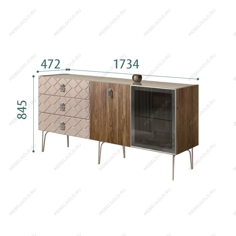 Комод 1.6м Bogemia Woodline Wood Fa (Мокка) (Lakobel/Хром) БМКМ-4[5][10]