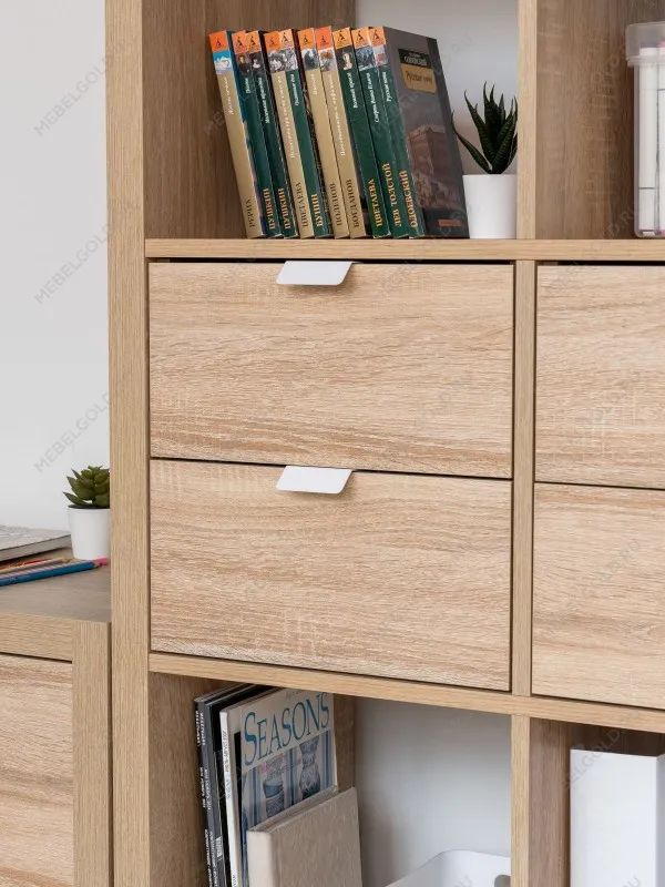 Модуль с двумя ящиками , для стеллажа ФОРА, ручка металл, 33х33х37, дуб беленый | изображение 4