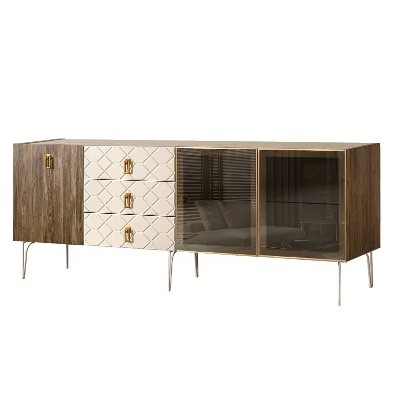 Комод 2.1м Bogemia Woodline Wood Fa (Слоновая кость) (Novabuk/Золото) БМКМ-5[5][10]