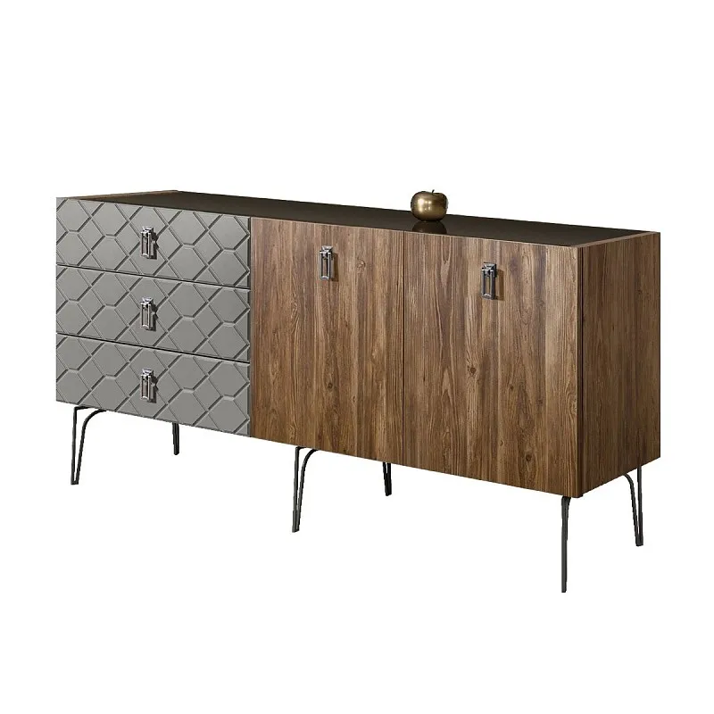 Комод 1.6м Bogemia Woodline Wood Fa (Серый) (Lakobel/Хром) БМКМ-4
