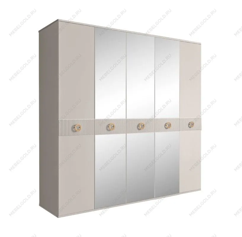 Шкаф 5-ти дв. с зеркалами Bogemia Fillini (Шелк/Золото) БМШ1/5(Fi)