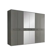 Шкаф 6-ти дверный с зеркалом Римини СОЛО (Серый/Серебро) РМШ1/6(s)