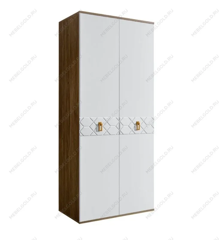Шкаф 2-х дверный Bogemia Woodline Fa (Белый/Золото) БМШ2/2