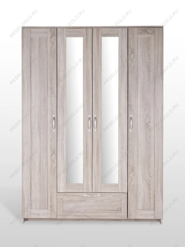 Шкаф Сириус, 4 двери и 1 ящик с зеркалом, 156х59х220 см, дуб сонома | изображение 6