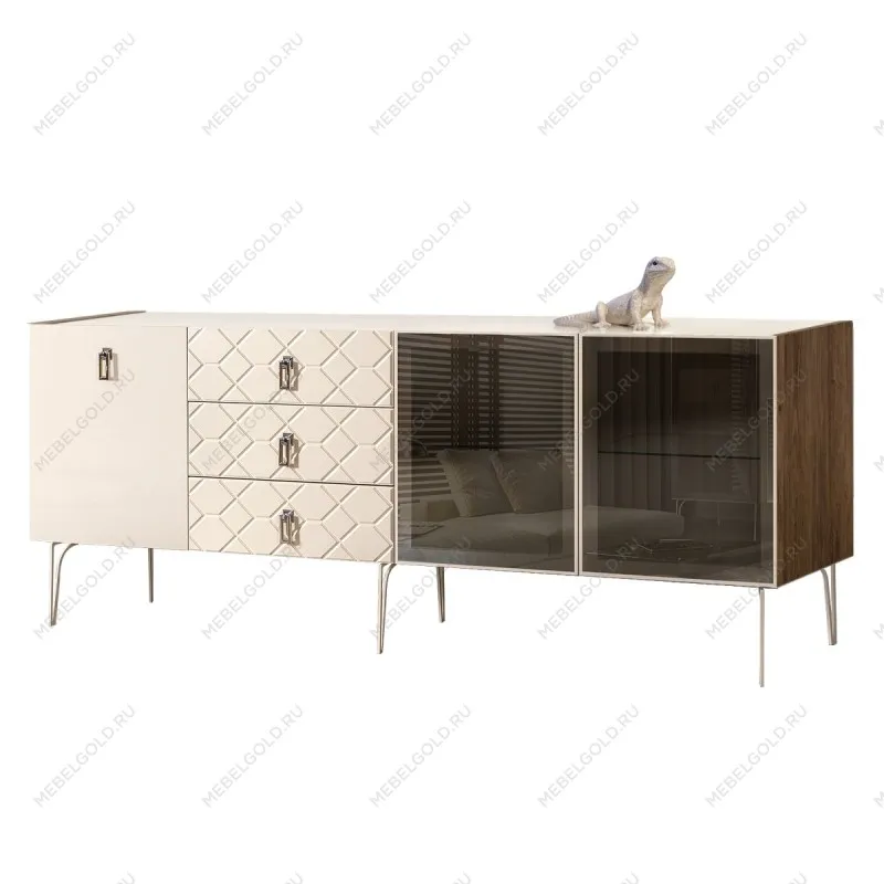 Комод 2.1м Bogemia Woodline Fa (Слоновая кость) (Lakobel/Хром) БМКМ-5[5][10]