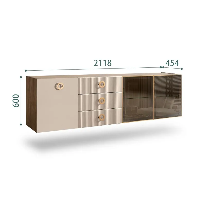 Комод 2.1м Bogemia Woodline Fly Fi (Ваниль) (Novabuk/Золото) БМКМ-5[5][10]