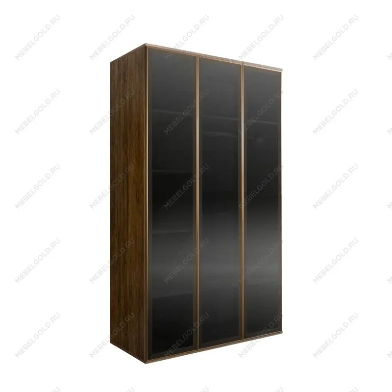 Шкаф 3-х дв. (3 двери стекло) Bogemia Woodline Air (Wood/Золото) БМШ2/3(3)