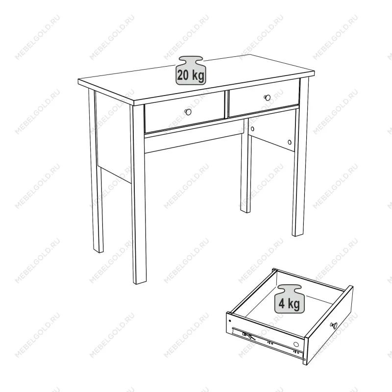 Стол туалетный Сага, 92х45, белый/ясень | изображение 10