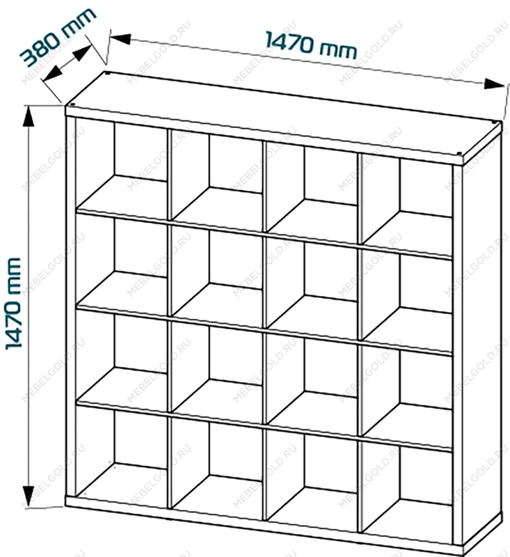 КАЛЛАКС / ФОРА Стеллаж ИКЕА / IKEA 16, широкий стеллаж с открытыми ячейками, тамбурат белого цвета | изображение 3