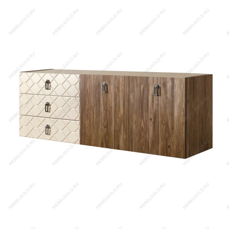 Комод 1.6м Bogemia Woodline Fly Wood Fa (Слоновая кость) (Novabuk/Хром) БМКМ-4