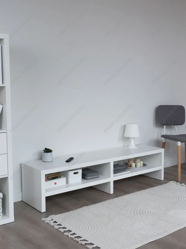 Тумба ТВ Энкель, 2 полки, 160x37x38 см, белая | изображение 1