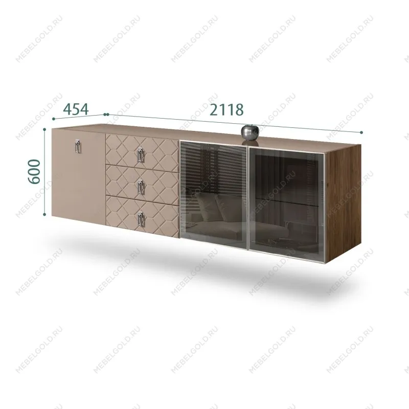 Комод 2.1м Bogemia Woodline Fly Fa (Мокка) (Lakobel/Хром) БМКМ-5[5][10]