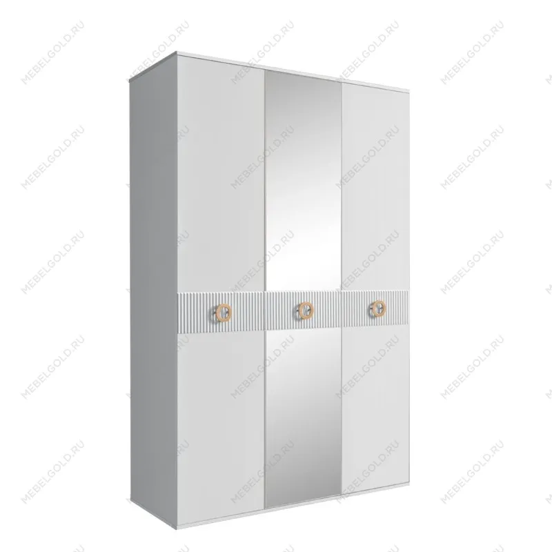 Шкаф 3-х дверный с зеркалом Bogemia Fillini (Белый/Золото) БМШ1/3(Fi)