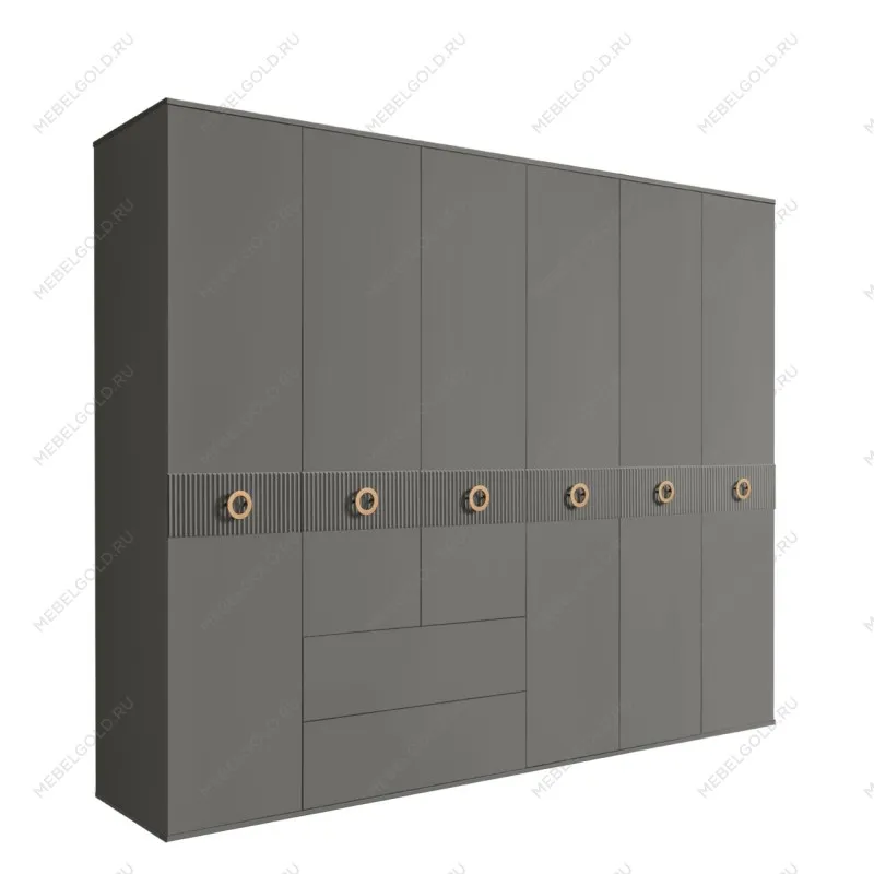 Шкаф 6-ти дверный с ящиками, Bogemia Fillini (Серый/Золото) БМШ2/61(Fi)