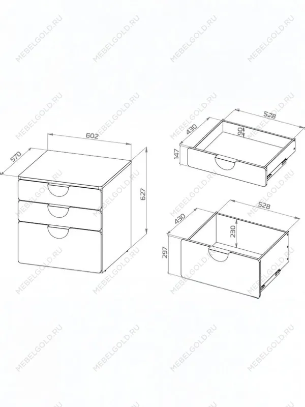 Комод Пикси, 3 ящика 60x57x60, мечтательный пион | изображение 11