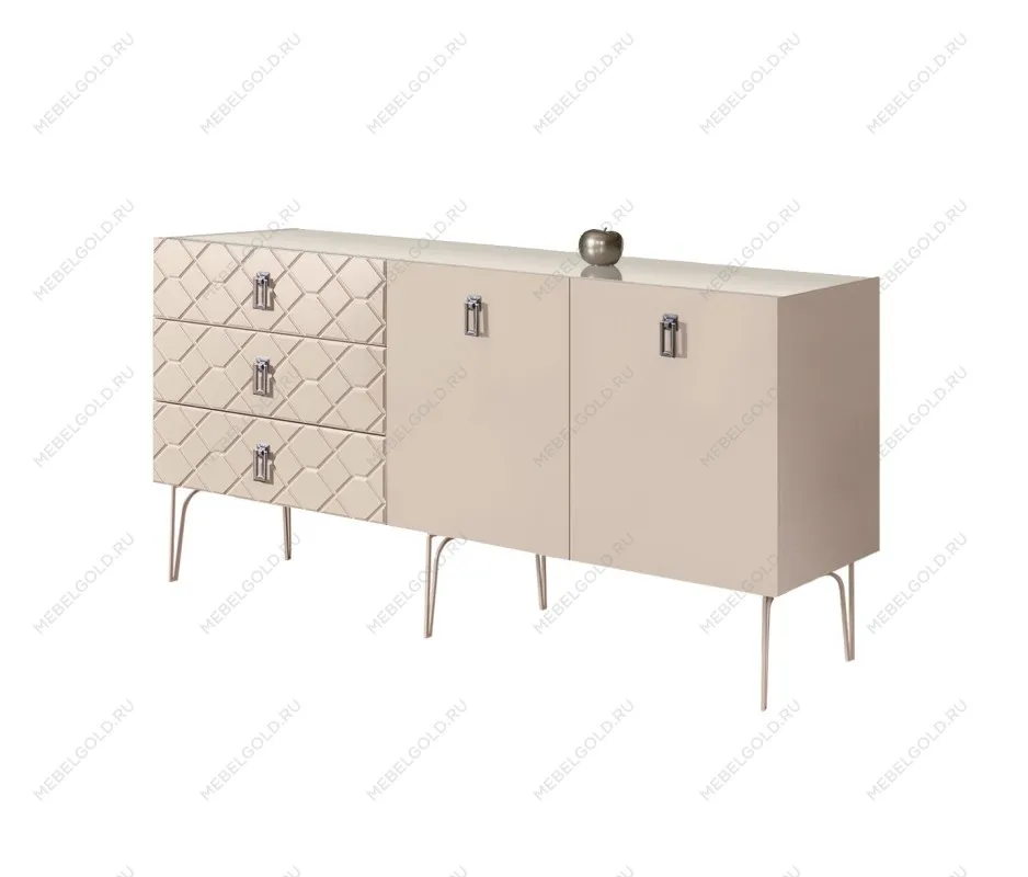 Комод 1.6м Bogemia Farfalle (Ваниль) (Lakobel/Хром) БМКМ-4(Fa)