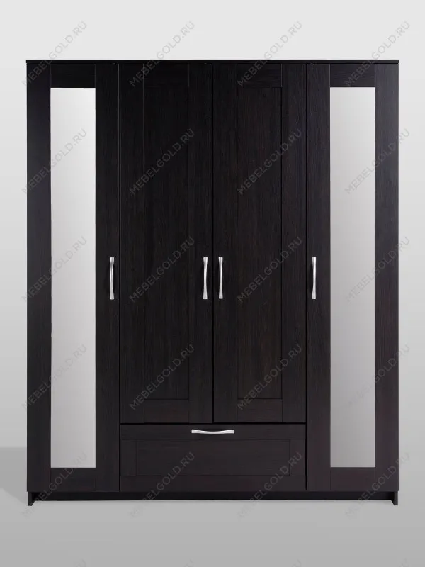 Шкаф Сириус, 4 двери и 1 ящик с зеркалами, 156х50х190 см, черно-коричневый, дуб венге | изображение 5