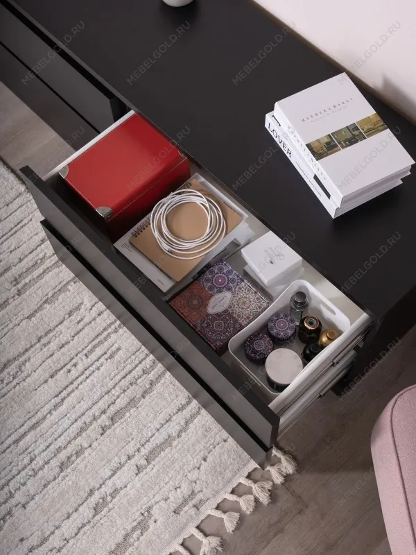 Комод Варма, 4 ящика, горизонтальный, 160х54х40 см, шпон натурального дерева, ясень черный | изображение 5