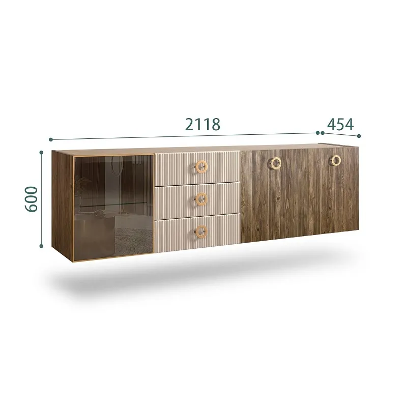 Комод 2.1м Bogemia Woodline Fly Wood Fi (Ваниль) (Novabuk/Золото) БМКМ-5[4]