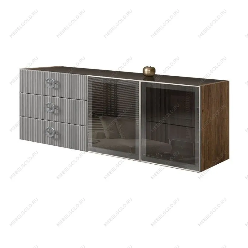 Комод 1.6м Bogemia Woodline Fly Fi (Серый) (Lakobel/Хром) БМКМ-4[5]