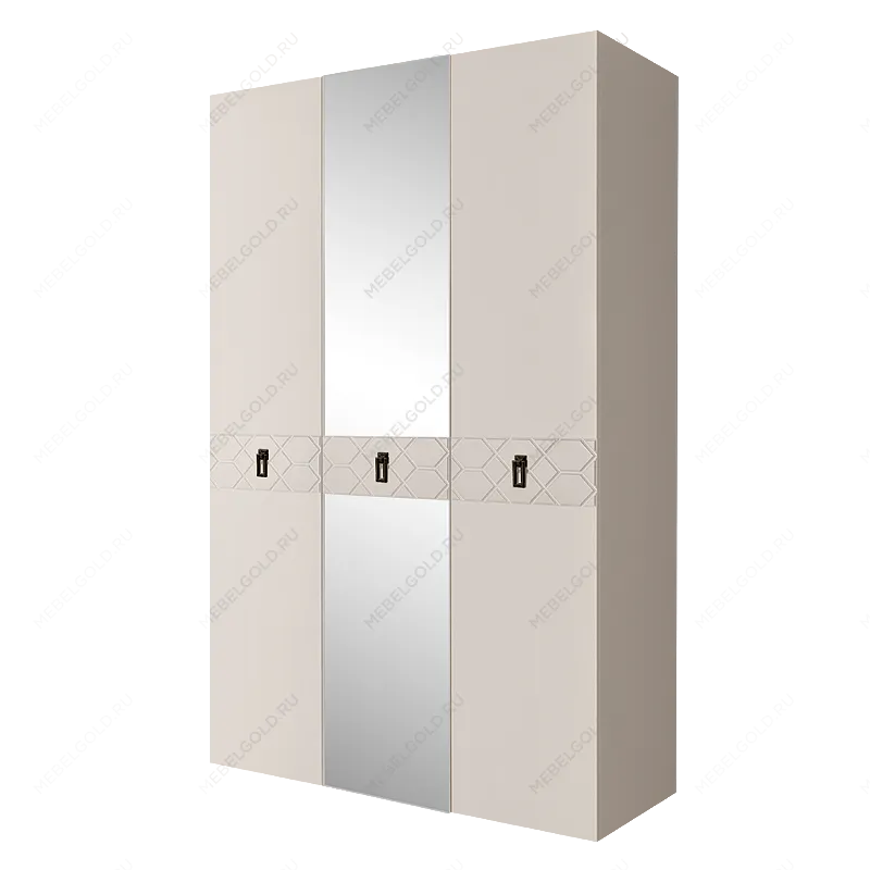 Шкаф 3-х дверный с зеркалом Bogemia Farfalle (Слоновая кость/Черный) БМШ1/3(Fa)