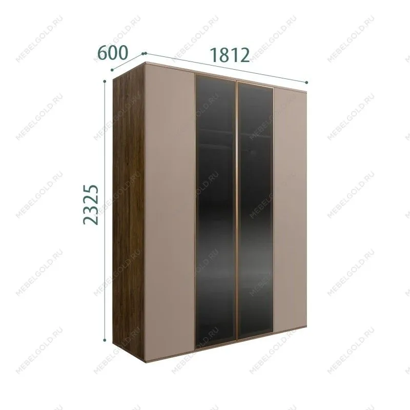 Шкаф 4-х дв. Bogemia Woodline Air (Мокка/Золото) БМШ2/42(2)