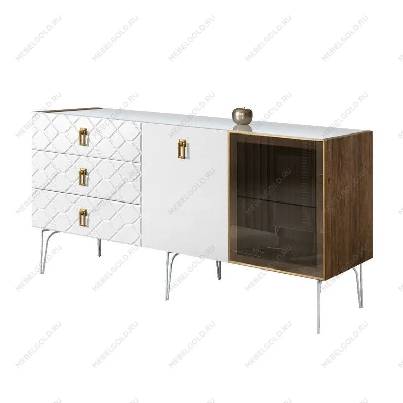 Комод 1.6м Bogemia Woodline Fa (Белый) (Lakobel/Золото) БМКМ-4[5][10]