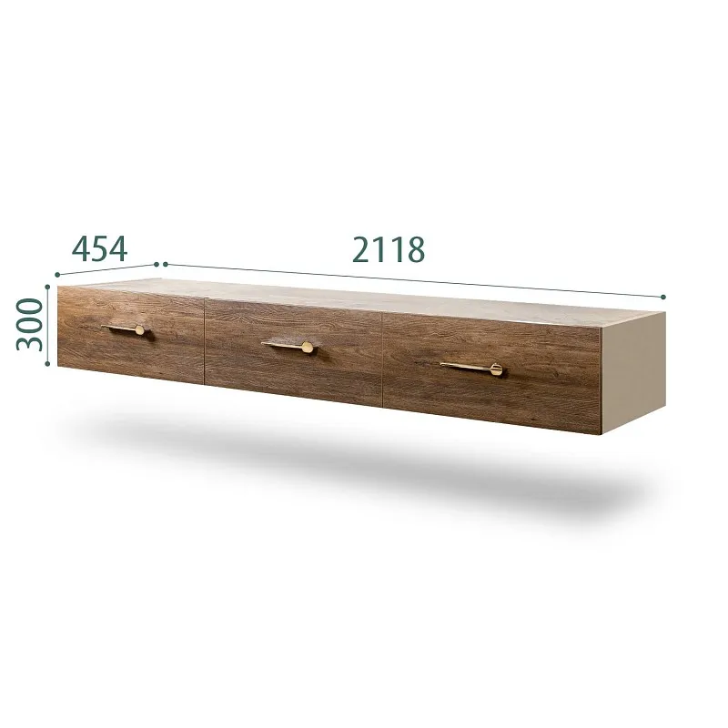 Тумба телевизионная 2.1м Bogemia Fly Wood Wo (Ваниль) (Novabuk/Золото) БМТ-2