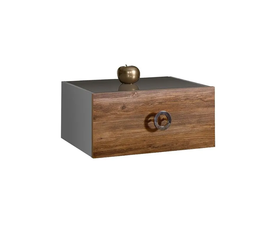 Тумба прикроватная Bogemia Fly Wood Fi (Серый) (Lakobel/Хром) БМТП-1