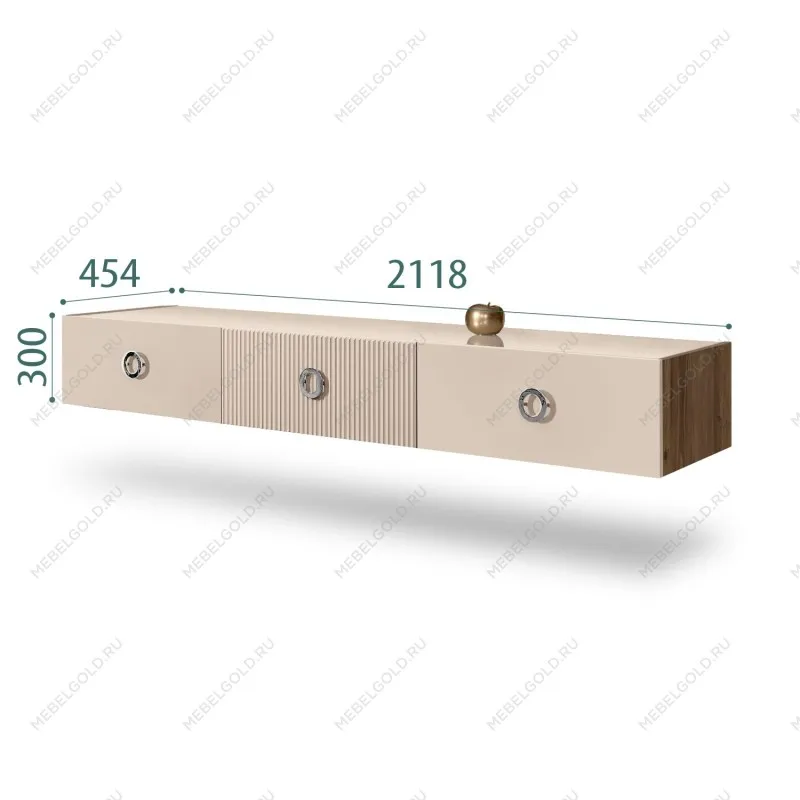 Тумба телевизионная 2.1м Bogemia Woodline Fly Fi (Ваниль) (Lakobel/Хром) БМТ-2[10]