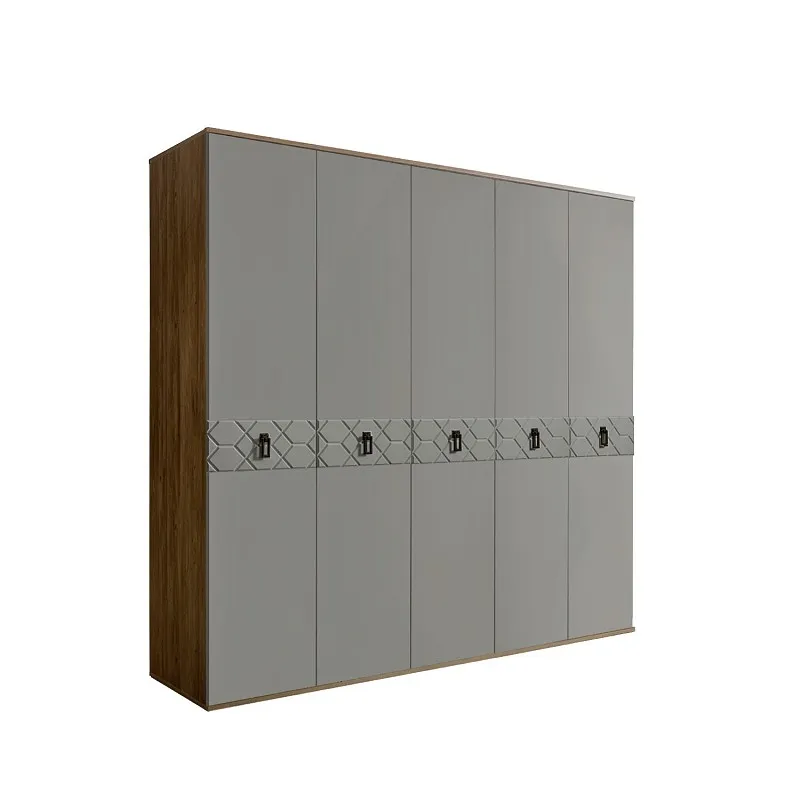 Шкаф 5-ти дв. Bogemia Woodline Fa (Серый/Черный) БМШ2/5(Fa)