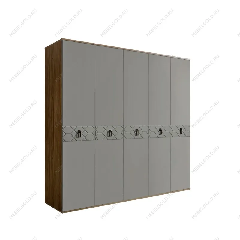 Шкаф 5-ти дв. Bogemia Woodline Fa (Серый/Черный) БМШ2/5(Fa)