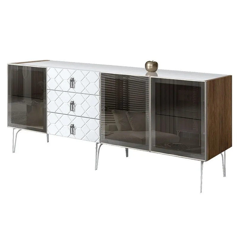 Комод 2.1м Bogemia Woodline Fa (Белый) (Lakobel/Хром) БМКМ-5[5]