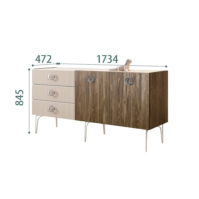 Комод 1.6м Bogemia Woodline Wood Fi (Ваниль) (Lakobel/Хром) БМКМ-4