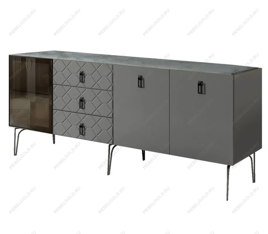 Комод 2.1м Bogemia Farfalle (Серый) (Novabuk/Черный) БМКМ-5(Fa)[4]