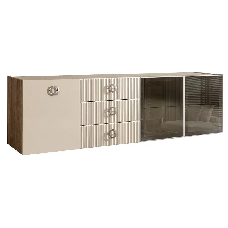 Комод 2.1м Bogemia Woodline Fly Fi (Слоновая кость) (Novabuk/Хром) БМКМ-5[5][10]