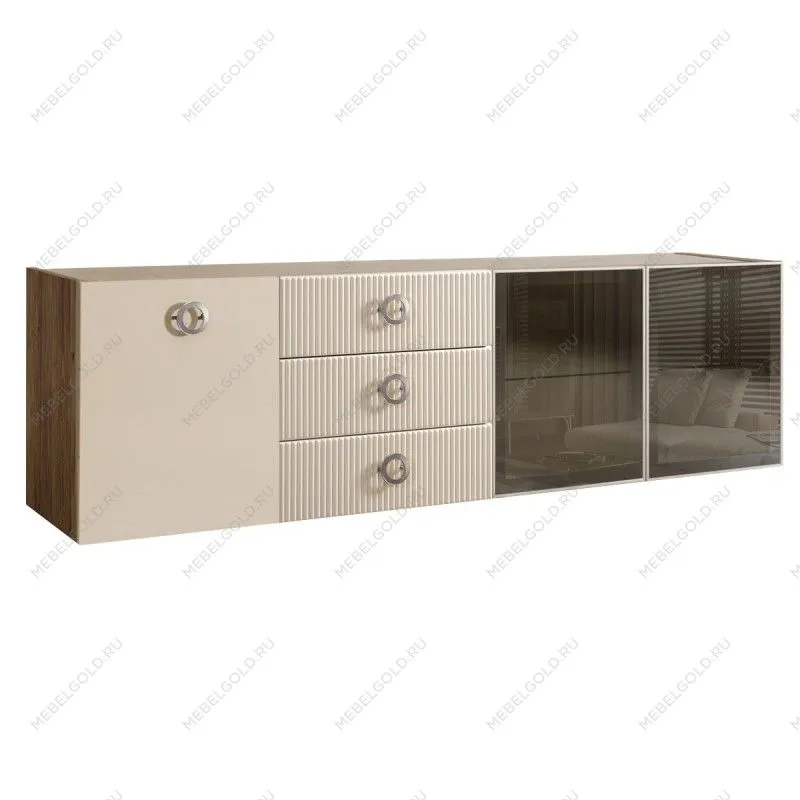 Комод 2.1м Bogemia Woodline Fly Fi (Слоновая кость) (Novabuk/Хром) БМКМ-5[5][10]