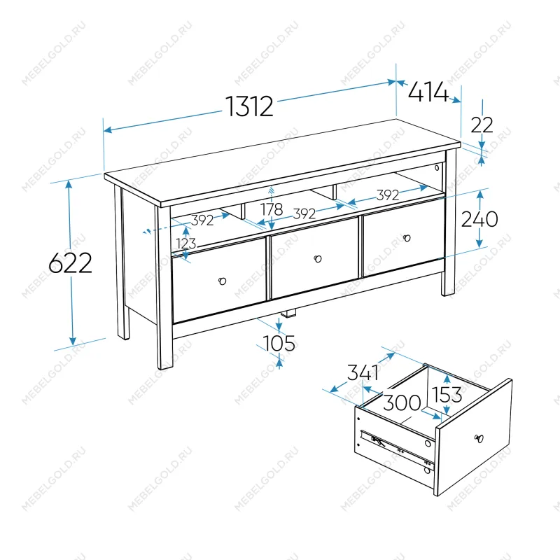 САГА тумба 3 ящика белая | изображение 3