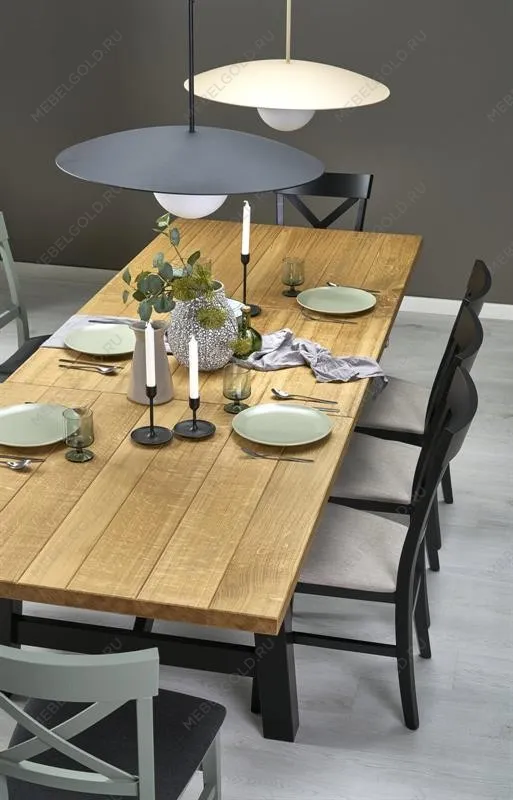 Стол обеденный Halmar FIESTA раскладной (дуб натуральный/черный) | изображение 2