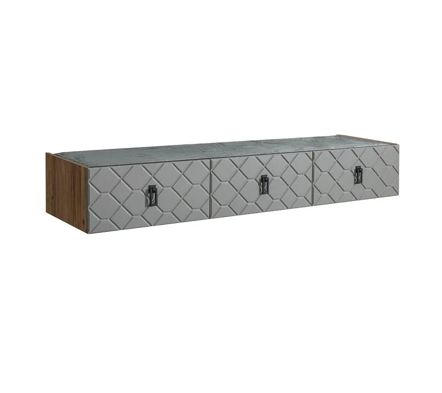 Тумба телевизионная 1.6м Bogemia Woodline Fly Fa (Серый) (Novabuk/Черный) БМТ-1