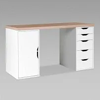 ИНГАР 2/5/ДВ стол письменный 140x75x55, дуб беленый/белый