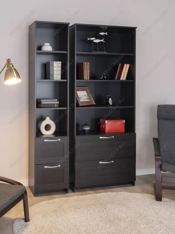 Стеллаж Сириус, 2 ящика, 39х35х190 см, черный, дуб венге | изображение 5